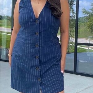 A New Day Navy Pinstripe Dress
